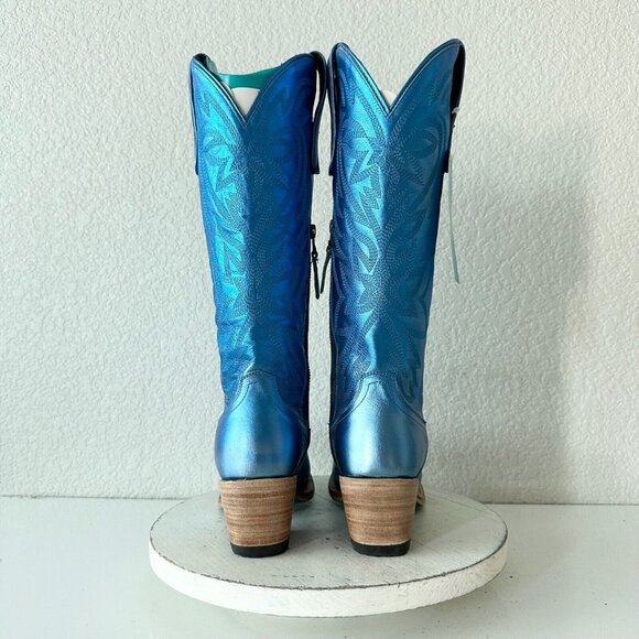 NWT Lane Smokeshow Cobalt Metallic Blue Boots 8 - Picture 3 of 12